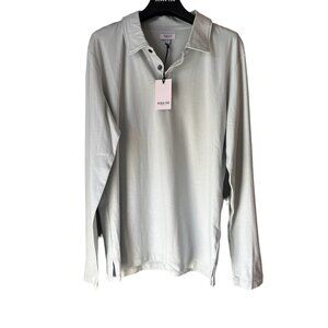 HYDEN YOO Mens long sleeve dusty blue Polo Shirt